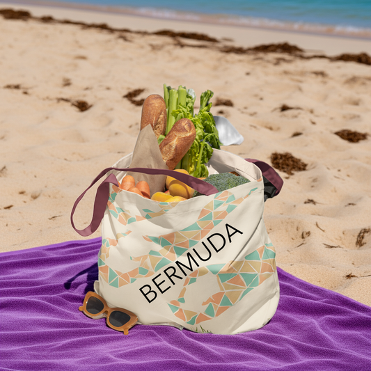 Bermuda Pattern Tote Bag, Stylish Beach Accessory